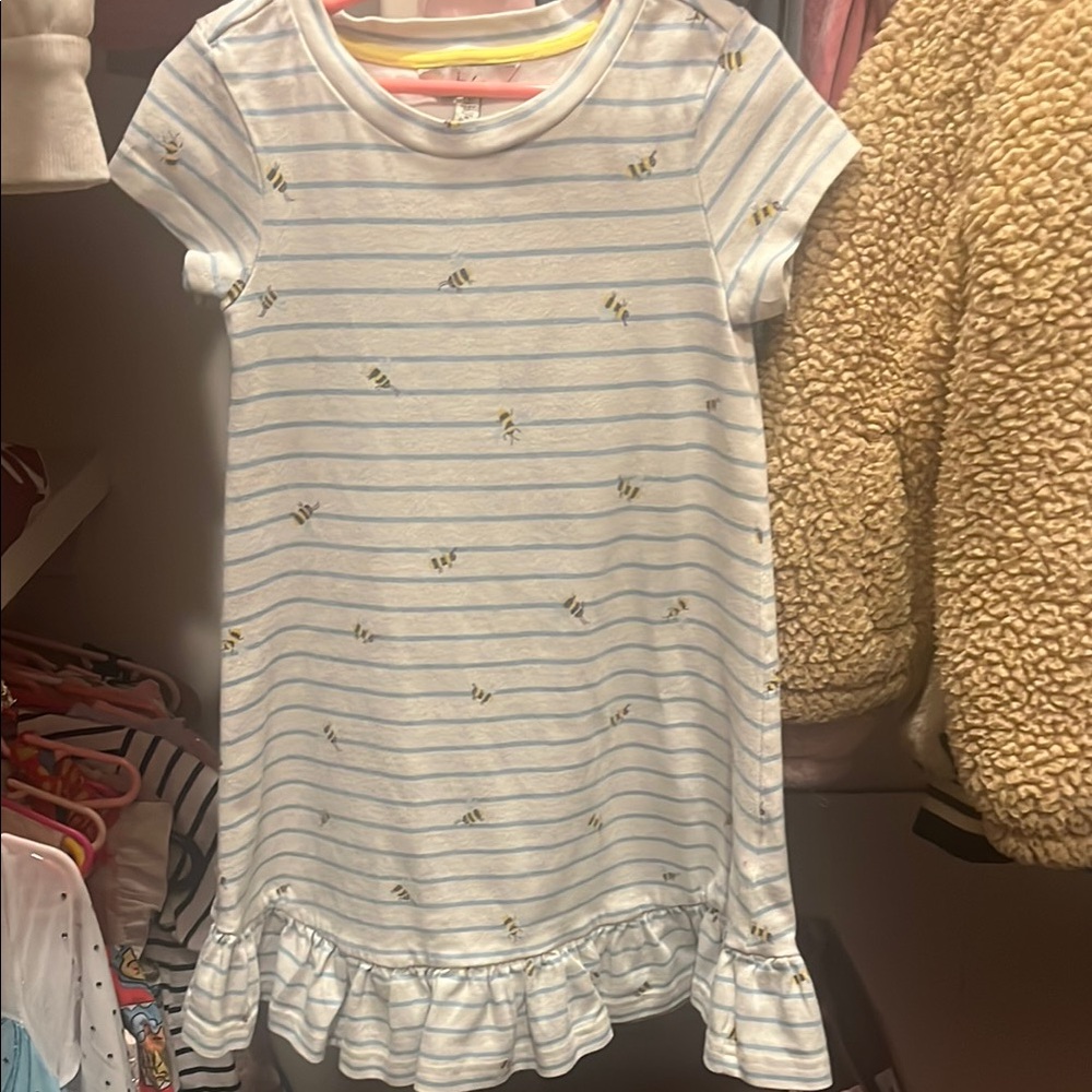 Joules White and Gray Ruffled Casual Dress